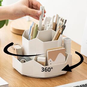 Pen Holder for Desk, Pencil Holder,5 Slots 360° Degree Rotating Desk Organizers and Accessories, Cute Pen Cup Pot for Office, School, Home, Art Supply (Large)