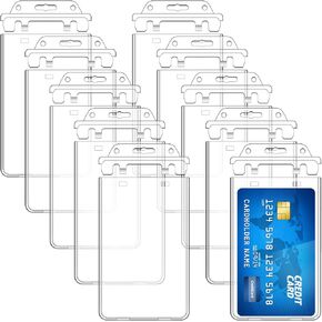 Tinlade Permanent Locking Hard Plastic Badge Holder Vertical Clear ID Badge Holder Heavy Duty Locking Badge Protector Case Badge Holder for Office School Card Travel 2.4 x 4.2 in(10 Pack)