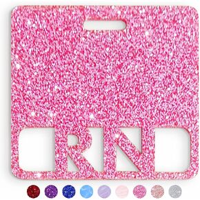 RN Badge Buddy Horizontal Cute Registered Nurse Badge Buddy Acrylic Nursing Badge Buddy Perfect Size for Standard RN Badge Card Colorful & Glitter Rn Badge Holder Badge Buddy Nursing (Purple Glitter)