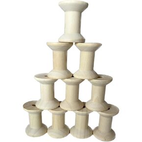 2 Inch/5cm 10pcs Wood Color Wooden Empty Spool Empty Thread Spools Natural Wire Weaving Bobbins