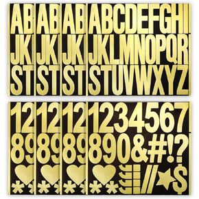 220pcs 8 Sheets Capital Letter and Number Stickers, 3 Inch Self Adhesive Vinyl Alphabet Stickers Waterproof Stick on Letters and Numbers Decals for Craft Scrapbook Poster Window (Silver)