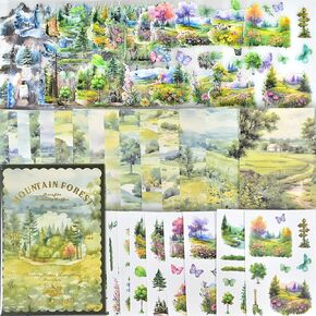 Plants Floral Scrapbook Stickers 54Page Vintage Natural Butterfly Garden Flowers Stickers Books for Scrapbooking Supplies Aesthetic Junk Journal Journaling Craft