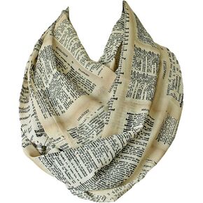 Etwoa Dictionary Page Pattern Infinity Circle Scarf