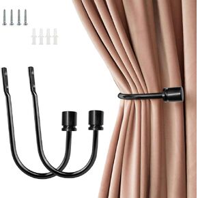 Coolnice Curtain Holdback,2 Pack Wall Mounted Drapery Tiebacks with Screws, Heavy Duty Metal Decorative Window Drapery Holder Curtain Hook U Shape for Home Office,Gold