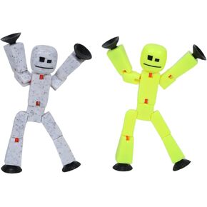 Zing StikBot Dual Pack - Includes 2 StikBots - Collectible Action Figures, Stop Motion Animation, Ages 4 and Up ((Yellow Highlighter + Cream & Cookies))