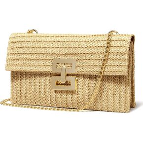 Straw Clutch Purse Crossbody Bag for Women Designer Evening Handbag Casual Summer Beach Straw Shoulder Bag