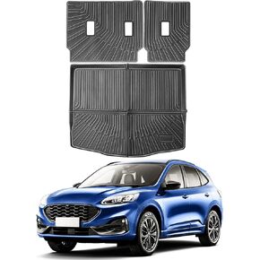Cargo with Backrest Mat Compatible with 2020 2021 2022 2023 2024 Ford Escape TPE Cargo Liner Trunk with Backrest Mat Behind 3rd Row for 2024 Ford Escape Accessories(Trunk with Backrest Mat)