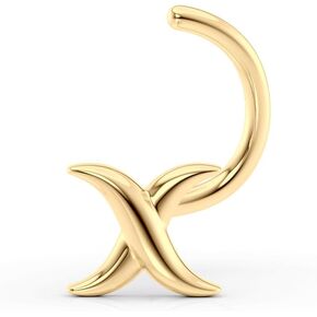Lavari Jewelers 20 Gauge Curved Screw X Nose Stud for Women - 14k Yellow Gold Nose Ring - Unisex Stud Hypoallergenic Nostril Piercing Jewelry - 20G Body Piercing for Men