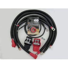Compatible/Replacement kit for 1998-2006 Jeep Wrangler TJ 6-cylinder 4.0L 1 gauge cable, Military Terminals, Covers, loom, upgraded alternator wire. ZEN Big 3 kit