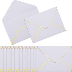 100 Pack 5x7 Envelopes, Pink A7 Card Christmas Envelopes V Flap Envelope Gold Borders for Invitations, Weddings, Parties & Greeting Cards