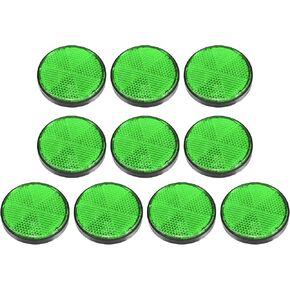 X AUTOHAUX 10 Pcs Round Stick-on Safety Spoke Reflective Self Adhesive Reflector for Gate Posts Cars Trailer Motorcycle Trucks Boat Bicycle Bike Green