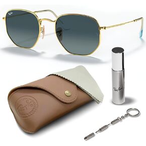Ray-Ban RB3548N Hexagonal Flat Lenses Sunglasses With Eyewear Kit Bundle - Adjustable Nose Pads - Retro Sunglasses