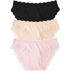 Stripe & Stare, The Original Brief 3 Pack, Oprah's Favorite Things, Lace Bikini Underwear, Super Soft Ladies Panties (XS-1X)