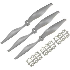 uxcell RC Propellers CW 10x6 Inch 2-Vane for Airplane Nylon Gray 3Pcs with Adapter Rings