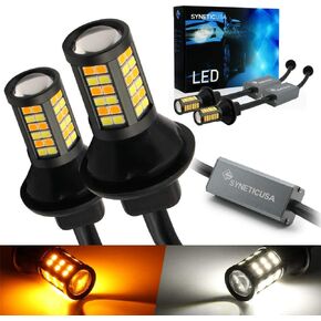 Syneticusa 3157 Error Free Canbus Dual Color Type 2 Switchback LED Turn Signal Light Bulbs No Hyper Flash All in One Built In Resistors (Turn Signal-Amber)