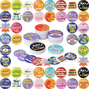 Qilery 250 Pcs Positive Affirmations Chips for Kids, 25 Motivational Encouragement Inspirational Quote Cards, 1.6'' PVC Kindness Sayings Coins Double Sides Printed for Students Classroom Office School