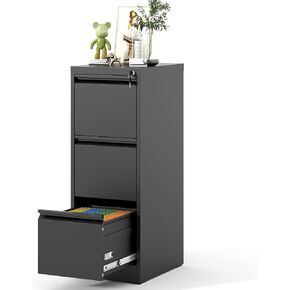 2 Drawer File Cabinet,Metal Filing Cabinets with Lock,Black Vertical File Cabinet for Home Office,Heavy Duty Metal Storage Cabinet for A4/Letter/Legal Size File,Assembly Required