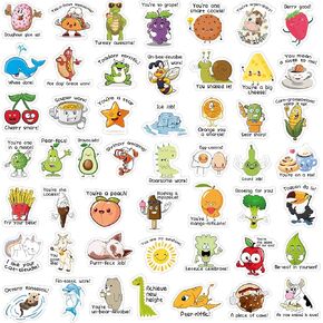 1000 Pcs Punny Rewards Stickers for Kids, Teacher Stickers for Students, Cute Incentive Stickers in 50 Designs, Teacher Supplies for Classroom, Motivational Positive Accents Words Stickers for School