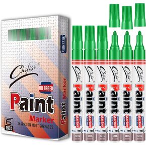 Permanent Paint White&Black Marker Pens - 6 Pack Never Fade Oil-Based Paint Marker Pens,Medium Tip Quick Dry And Waterproof Paint pens For Rock,Plastic,Wood,Metal,Fabric,Glass,DIY Craft