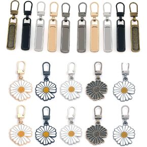 20 PCS Zipper Pull Replacement，Detachable Metal Zipper Pulls，Repair Metal Zipper Handle/Head Cord Extender Mend Fixer Slider for Luggage Clothing Jackets Backpacks Boots Purse Coat Universal Extender