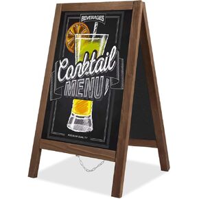 A Frame Chalkboard Sign 40"x20" A Frame Sign, Wooden Sandwich Board Sturdy Double Sided Chalk Board Sign Board Outdoor, Sidewalk Sign for Restaurant, Wedding, Food Truck