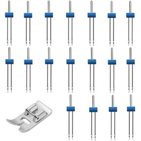 Zhaoyao Double Sewing Machine Needles Twin Stretch Needles in Plastic Box for Household Sewing Machine with a Presser Foot, 3 Sizes Mixed 2.0/90, 3.0/90, 4.0/90 (18 Packs)