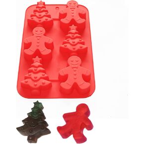 X-Haibei Gingerbread Man Christmas Tree Soap Cookies Gelatin Crayon Cookie Siliocne Molds