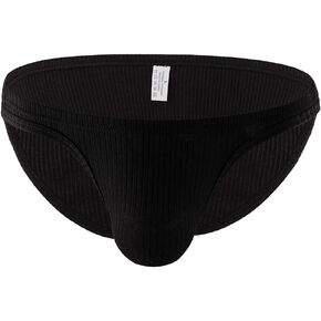 Men's Ribbed Briefs Man Underwear with Pouch Soft Breathable Sleep Lounge Lingerie