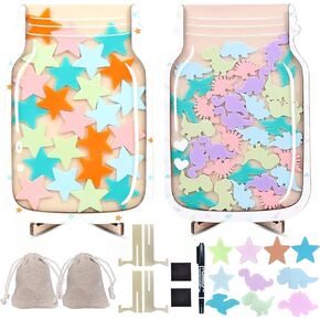 2 Pack Star Jar Reward System, Reward Jar for Kids, Magnetic Reward Jar Reward Chart for Child & Toddler Chores, Potty Training, Responsibilities, Classroom Behavior Rewards