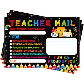 FaCraft Teacher Mail Cards to Parents - 50pcs Cute Bee Teacher Mail Good Behavior Postcards for Kids Teacher Notes to Parents Teacher Notes Home Preschool Kindergarten Elementary School