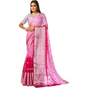 Elina fashion Cotton Silk Sarees For Women Indian Party Wear Sequins Saree Sari & Unstitched Blouse