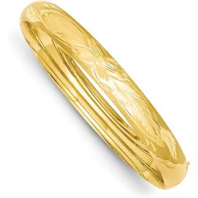 Solid 14k Yellow Gold 5/16 Florentine Engraved Hinged Bangle Bracelet 8mm 7"