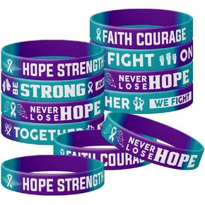 أساور معصم من السيليكون للتوعية بمنع الانتحار، وشجاعة الأمل وقوة الإيمان، وأساور دعم من مطاط السيليكون باللون الأزرق المخضر والأرجواني، وأساور معصم للجنسين بحجم هدية للنساء والرجال والمراهقين - 12 قطعة (C-6) in Kuwait