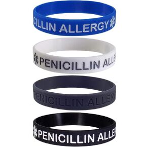 Penicillin Allergy Medical Alert ID Silicone Bracelet Wristbands