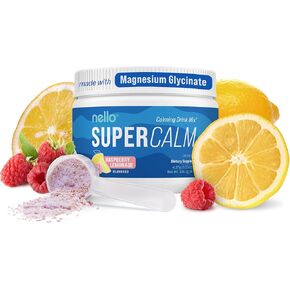 Nello Supercalm Drink Mix - Ashwagandha KSM 66, Magnesium Glycinate, L-Theanine, Vitamin D3 - Ashwagandha Root Extract, Magnesium & L-Theanine Supplement - Focus & Cortisol Support (30 Servings)