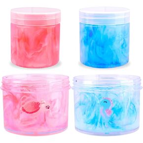 2 Pack Crystal Crunchy Colored Slime Kit, with Blue Seahorse and Pink Turtle Charms, Scented DIY Supplies for Girls and Boys, Stress Relief Toy for Kids Education, Party Favor, Halloween Christmas.