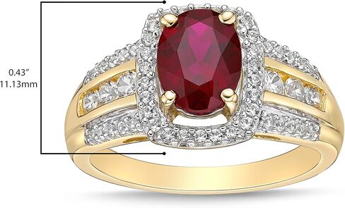 10K Yellow Gold, Lab Created Oval Gemstone & Lab Created White Sapphire Cushion Halo Fluted Filigree Cathedral Style Engagement Ring - Choice of Color in Saudi Arabia