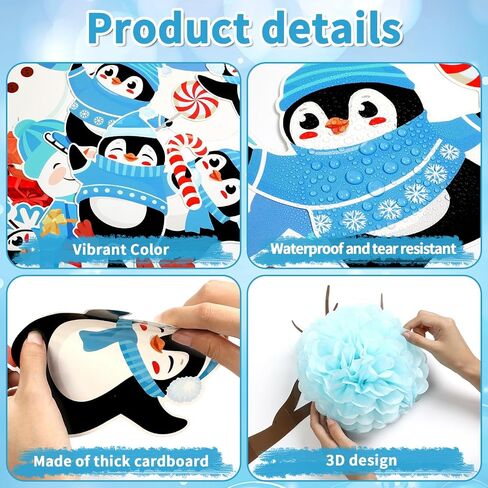 Winter Bulletin Board Decoration Set Winter Wonderland Cutouts for Classroom Winter 3D Tree with Paper Pom Poms Snowflake Bulletin Board for School Classroom Nursery Christmas Party Wall Door Decor in Kuwait