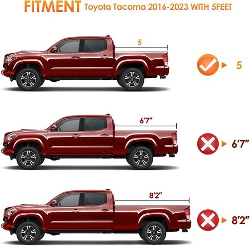 Nilight Soft Roll Up Truck Bed Tonneau Cover Compatible with Toyota Tacoma 2005 2006 2007 2008 2009 2010 2011 2012 2013 2014 2015 5ft Truck Bed Cover in Saudi Arabia