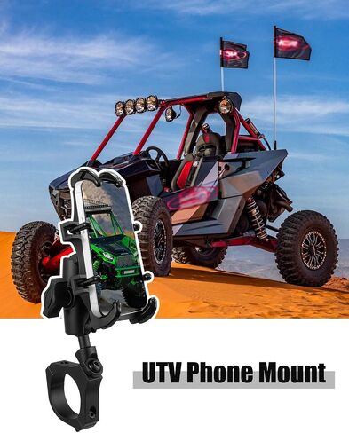 ATV UTV حامل هاتف 360 درجة دوران عالمي لـ UTV ATV SXS 1.75-2 بوصة شريط لف شديد التحمل من الألومنيوم ATV حامل هاتف للهاتف الخلوي 4.7-7.1 بوصة in Saudi Arabia