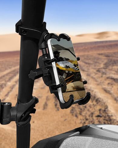 ATV UTV حامل هاتف 360 درجة دوران عالمي لـ UTV ATV SXS 1.75-2 بوصة شريط لف شديد التحمل من الألومنيوم ATV حامل هاتف للهاتف الخلوي 4.7-7.1 بوصة in Saudi Arabia