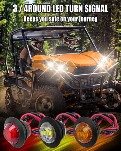 مجموعة قانونية لإشارة الانعطاف UTV ATV مناسبة لدراجة Polaris Yamaha Kawasaki Can Am SXS الترابية، مع قرن 110 ديسيبل وأضواء إشارة الانعطاف ومفتاح الروك العكسي وصمام التتابع in Saudi Arabia