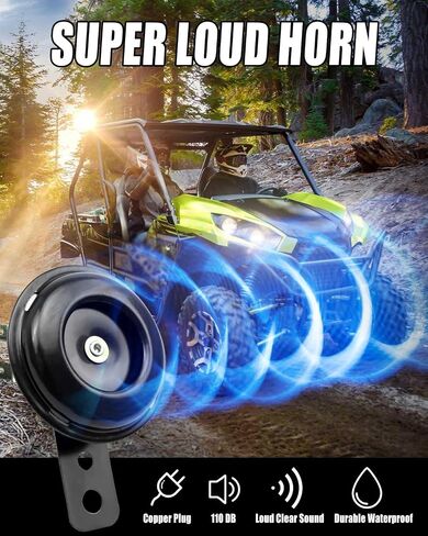 مجموعة قانونية لإشارة الانعطاف UTV ATV مناسبة لدراجة Polaris Yamaha Kawasaki Can Am SXS الترابية، مع قرن 110 ديسيبل وأضواء إشارة الانعطاف ومفتاح الروك العكسي وصمام التتابع in Saudi Arabia