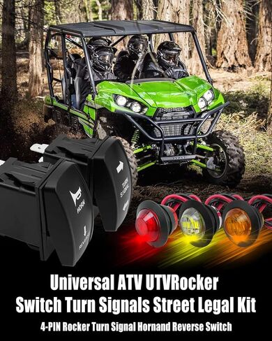 مجموعة قانونية لإشارة الانعطاف UTV ATV مناسبة لدراجة Polaris Yamaha Kawasaki Can Am SXS الترابية، مع قرن 110 ديسيبل وأضواء إشارة الانعطاف ومفتاح الروك العكسي وصمام التتابع in Saudi Arabia