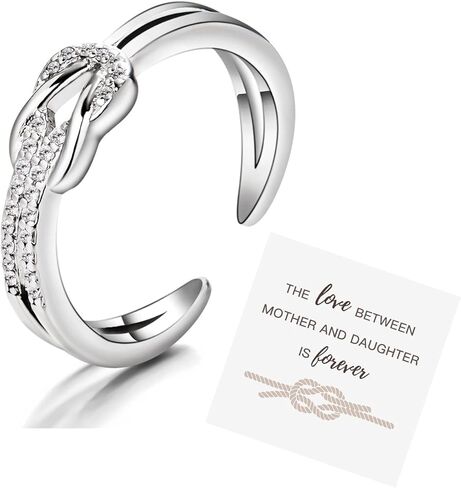 Mother Daughter Ring The Love Between Mother and Daughter is Forever Knot Cubic Zirconia Ring for Mother Daughter and Friends Mothers Day Best Friends Gifts Jewelry for Birthday Christmas in Saudi Arabia