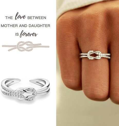 Mother Daughter Ring The Love Between Mother and Daughter is Forever Knot Cubic Zirconia Ring for Mother Daughter and Friends Mothers Day Best Friends Gifts Jewelry for Birthday Christmas in Saudi Arabia