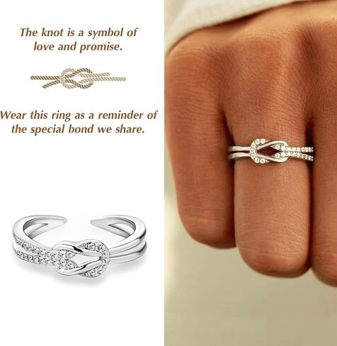 Mother Daughter Ring The Love Between Mother and Daughter is Forever Knot Cubic Zirconia Ring for Mother Daughter and Friends Mothers Day Best Friends Gifts Jewelry for Birthday Christmas in Saudi Arabia