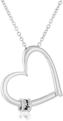 POSHFEEL Hollow Heart Sharped Mom Necklaces for Mother Birthday Gift Stainless Steel Heart Shap with Beads Engraved Mom Pendant Necklace Jewelry in Saudi Arabia