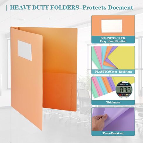 Plastic folders with Pockets, 6 Pack 3 Prong with 2 Pocket for 8.5" X 11 " Letter Size Paper, Colored Pockets folders for Docments (6) in Saudi Arabia