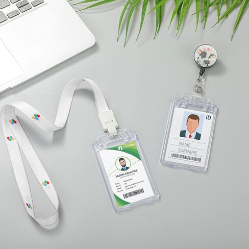 Tinlade Permanent Locking Hard Plastic Badge Holder Vertical Clear ID Badge Holder Heavy Duty Locking Badge Protector Case Badge Holder for Office School Card Travel 2.4 x 4.2 in(10 Pack) in Saudi Arabia